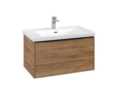 Dulap baza suspendat Villeroy & Boch Subway 3.0 772x429x478 mm cu un singur sertar, Oak Kansas, maner Volcano Black
