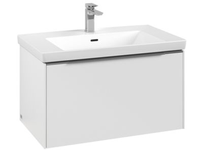 Dulap baza suspendat Villeroy & Boch Subway 3.0 cu iluminare, 78x44x46cm, Pure White, maner aluminiu