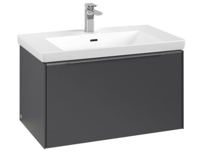 Dulap baza suspendat Villeroy & Boch Subway 3.0 cu iluminare, 78x44x46cm, Graphite, maner aluminiu
