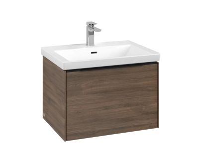 Dulap baza suspendat Villeroy & Boch Subway 3.0 622x429x478 mm cu un singur sertar, Arizona Oak, maner Volcano Black
