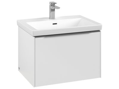 Dulap baza suspendat Villeroy & Boch Subway 3.0 cu iluminare, 62x43x48cm, Pure White, maner aluminiu