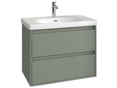 Set mobilier Villeroy & Boch Skyla cu lavoar 80x46cm, TitanCeram, alb si dulap cu 2 sertare, 772x596mm, Soft Green