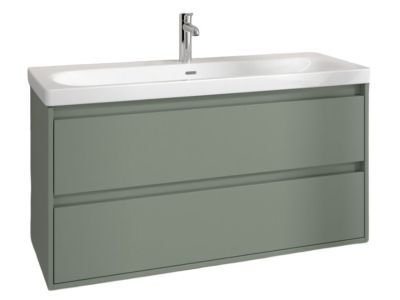 Set mobilier Villeroy & Boch Skyla cu lavoar 120x46cm, TitanCeram, alb si dulap cu 2 sertare, 1172x596mm, Soft Green