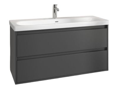 Set mobilier Villeroy & Boch Skyla cu lavoar 120x46cm, TitanCeram, alb si dulap cu 2 sertare, 1172x596mm, Graphite