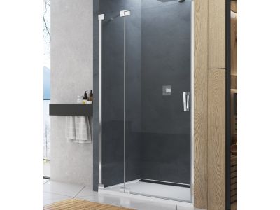 Usa de dus batanta cu parte fixa Ronal (SanSwiss) Cadura CA13G 80cm orientare stanga, sticla AquaPerle 6mm, profil slefuit lucios