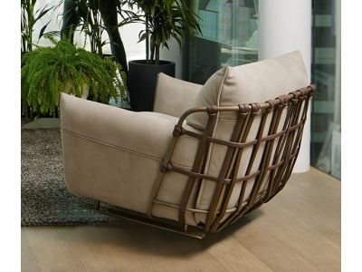 Fotoliu Gamma Dandy Cocoon Braided, piele Burt F613, HandMade in Italy