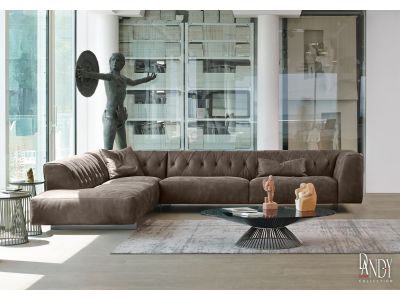 Canapea de colt Gamma Dandy Marlon 332x263cm stanga, piele Burt F614, HandMade in Italy