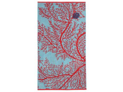 Prosop de plaja Descamps Voyage Aquatique 100x180cm Rosu Coral