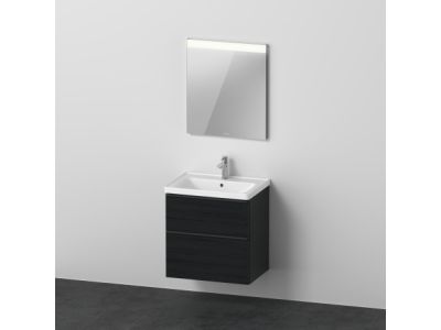 Set mobilier Duravit D-Neo cu dulap baza cu doua sertare 65x48cm, stejar negru, lavoar si oglinda cu iluminare