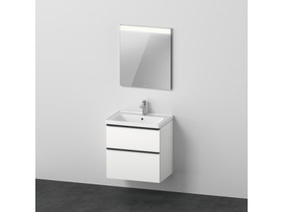 Set mobilier Duravit D-Neo cu dulap baza cu doua sertare 65x48cm, alb mat decor, lavoar si oglinda cu iluminare