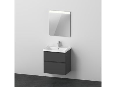 Set mobilier Duravit D-Neo cu dulap baza cu doua sertare 65x48cm, grafit mat, lavoar si oglinda cu iluminare
