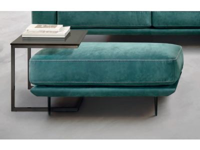 Ottoman Gamma Denny, piele Nabuk H276, baza Dark Chrome - Titanium, HandMade in Italy