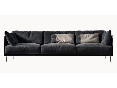 Canapea Gamma Dandy Jack cu 3 locuri, 260cm, piele Nabuk H264, HandMade in Italy