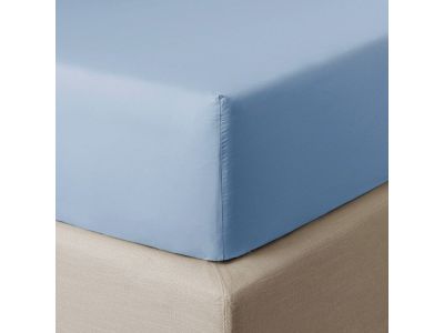 Cearceaf de pat cu elastic Descamps Unis Percale 94 180x200cm, Albastru Arctique