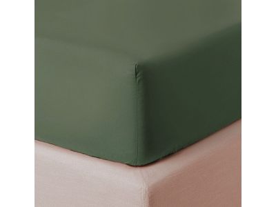 Cearceaf de pat cu elastic Descamps Unis Percale 94 160x200cm, Verde Fougere