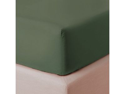 Cearceaf de pat cu elastic Descamps Unis Percale 94 200x200cm, Verde Fougere