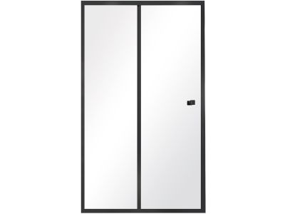 Usa de nisa culisanta Besco Duo Slide 130cm sticla transparenta securizata 6 mm, profil negru