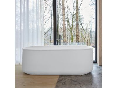 Cada freestanding Duravit Zencha 160x85cm, DuroCast Plus, ventil click-clack, alb