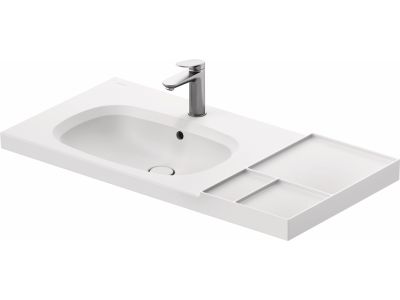 Lavoar Duravit Aurena 100x50cm, HygieneGlaze Plus, montare pe mobilier, orientare stanga, ventil ceramic inclus, alb mat
