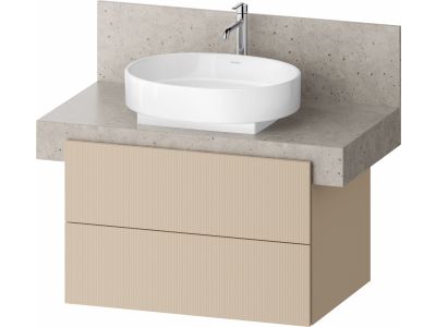Dulap baza Duravit Balcoon 80x57cm pentru consola Mineral, doua sertare cu inchidere lenta, sand beige mat