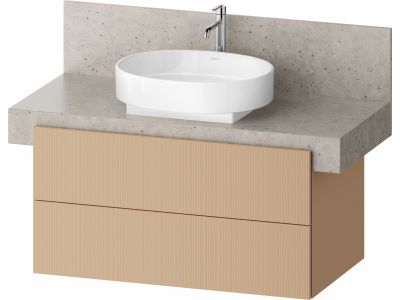 Dulap baza Duravit Balcoon 100x57cm pentru consola Mineral, doua sertare cu inchidere lenta, terraccino mat