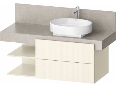 Dulap baza Duravit Balcoon 120x57cm pentru consola Mineral, doua sertare cu inchidere lenta, orientare dreapta, ivory mat