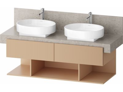 Dulap baza Duravit Balcoon 140x57cm pentru consola Mineral, doua sertare cu inchidere lenta, terraccino mat