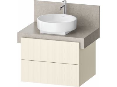 Dulap baza Duravit Balcoon 70x57cm pentru consola Mineral, doua sertare cu inchidere lenta, ivory mat