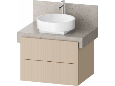 Dulap baza Duravit Balcoon 70x57cm pentru consola Mineral, doua sertare cu inchidere lenta, sand beige mat