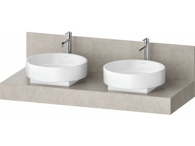Consola pentru lavoar Duravit Balcoon Mineral 130cm, cu doua decupaje, concrete mat