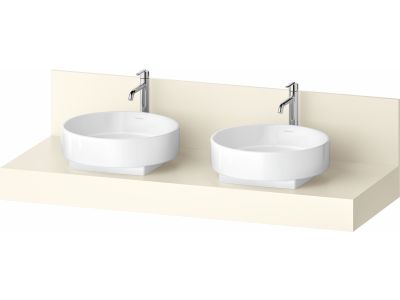 Consola pentru lavoar Duravit Balcoon Decor 140cm, cu doua decupaje, ivory mat