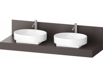 Consola pentru lavoar Duravit Balcoon Decor 160cm, cu doua decupaje, maro mat
