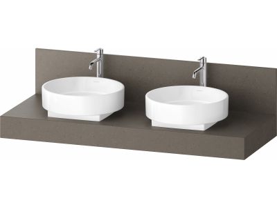 Consola pentru lavoar Duravit Balcoon Mineral 140cm, cu doua decupaje, basalt mat