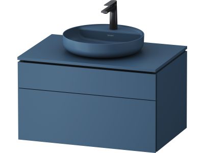 Dulap baza suspendat Duravit Vitrium pentru lavoare pe blat, 82cm, cu un sertar, albastru satin mat