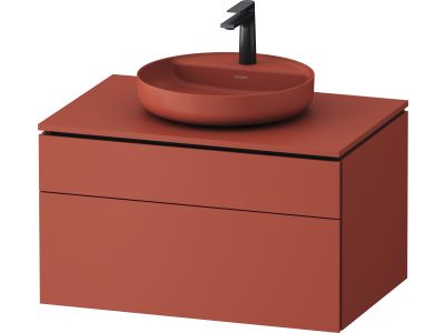 Dulap baza suspendat Duravit Vitrium pentru lavoare pe blat, 82cm, cu un sertar, rosu satin mat