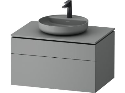 Dulap baza suspendat Duravit Vitrium pentru lavoare pe blat, 82cm, cu un sertar, gri satin mat