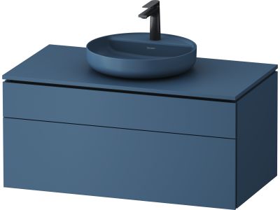 Dulap baza suspendat Duravit Vitrium pentru lavoare pe blat, 102cm, cu un sertar, albastru satin mat