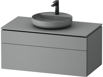 Dulap baza suspendat Duravit Vitrium pentru lavoare pe blat, 102cm, cu un sertar, gri satin mat