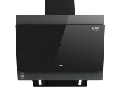 Hota Teka DVT-VG 68660 TOS BK 60cm, design vertical, extractie perimetrala, 3 trepte + Turbo, Fresh AIR, 698m3/h Turbo, cristal gri inchis & negru, editie speciala Van Gogh