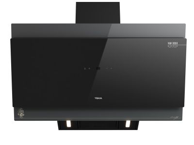 Hota Teka DVT-VG 98660 TOS BK 90 cm cu design vertical, extractie perimetrala, 3 trepte + Turbo, Fresh AIR, 698m3/h turbo, cristal gri inchis & negru, editie speciala Van Gogh