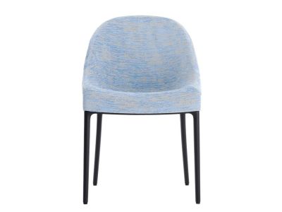 Scaun Kartell Eleganza Ela design Philippe Starck, cadru negru, tapiterie Melange Light Blue