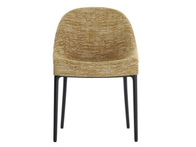 Scaun Kartell Eleganza Ela design Philippe Starck, cadru negru, tapiterie Melange Mustard