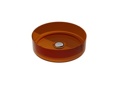 Lavoar rotund tip bol Besco Enya d 36cm, ResiCast, transparent, ventil click-clack crom, Earth Rust