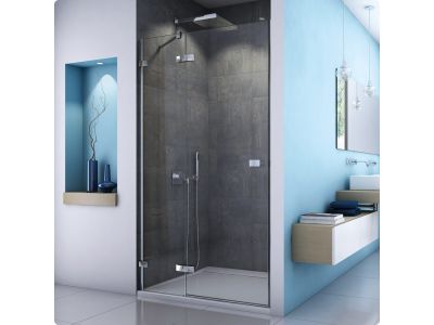 Usa de dus pivotanta cu parte fixa Ronal (SanSwiss) Escura Aquaperle 120cm stanga, sticla securizata transparenta 6mm, profil slefuit lucios