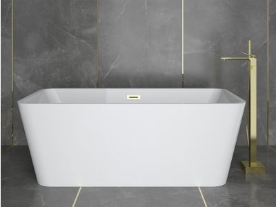 Cada freestanding Besco Evita 160x80cm alba, ventil si preaplin negru mat