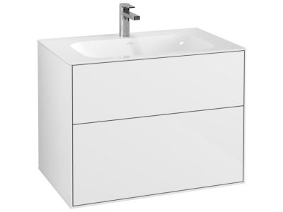 Dulap baza suspendat Villeroy & Boch Finion cu 2 sertare, 80x59x50cm, Glossy White