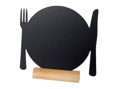 Tabla de scris Securit Silhouette Plate 24x25,3x6cm, baza de lemn, include marker creta, negru