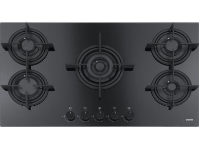 Plita gaz incorporabila Franke Crystal Black FHCR 905 4G TC HE BK C cu 5 arzatoare, 880x510mm, gratare fonta