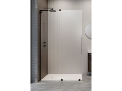 Cabina de dus tip Walk-in Radaway Furo SL Black 90 cm, orientare stanga, profil negru mat