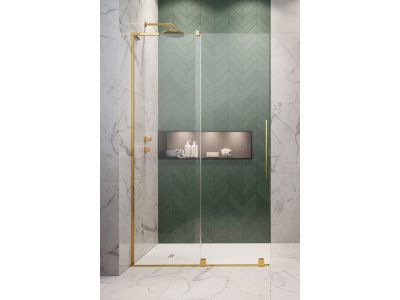 Cabina de dus tip Walk-in Radaway Furo SL Gold 90 cm, orientare stanga, profil auriu lucios